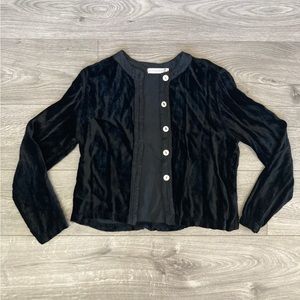Cut Loose crushed velvet black button up sweater cardigan long sleeve